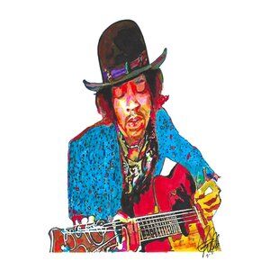 Jimi Hendrix Acoustic Guitar Rock Music Poster Print Wall Art 13x19
